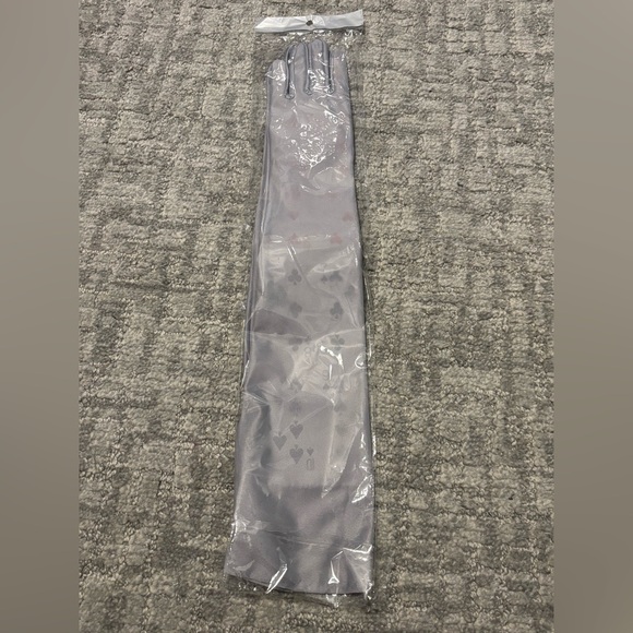 Semi Sheer Silver Mesh Opera Gloves - Picture 3 of 6